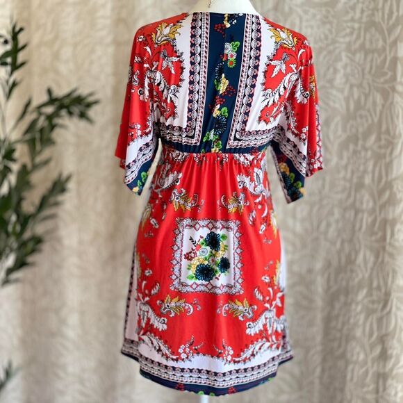 NWOT Miss Mima Red White‎ Blue Bandana Paisley Tunic Boho Hippie Retro Size S - Picture 5 of 8